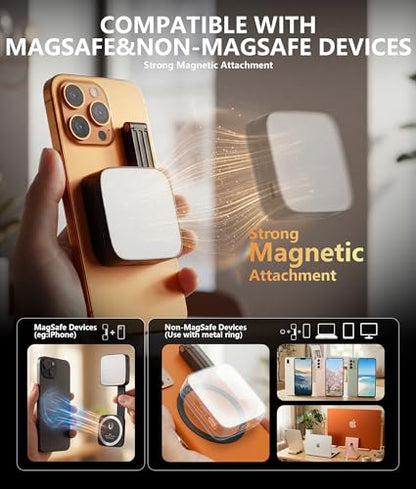 LOUERN Magnetic Dual-Sided Selfie Light Compatible with MagSafe iPhone, 42LEDs per Side, CRI95+ Rechargeable Portable & Foldable Phone Light with Mirror for TikTok, Vlogging, Zoom Calls, Photography - size: Square