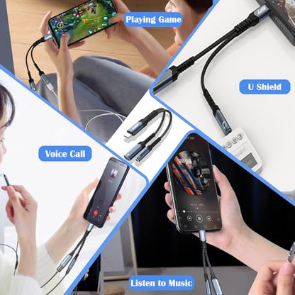 USB C to Headphone Jack Adapter and Charger,2 in 1 USB C to 3.5mm Audio Adapter with PD 60W Fast Charging Dongle Cable Cord for iPhone16/15 Pro Max,Samsung GalaxyS25-S21,Google Pixel8/7,iPad Pro - style: 2 in 1 Adapter and Charger