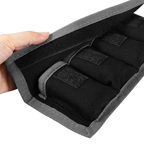 Meking 2 Pcs DSLR Battery Case Holder Storage Bag (4 Pocket) for AA/AAA Battery and LP-E6 LP-E8 LP-E10 LP-E12, EN-EL14 EN-EL15, NP-FW50 NP-F550 NP-FM500H (Gray) - color: Grey 2pcs