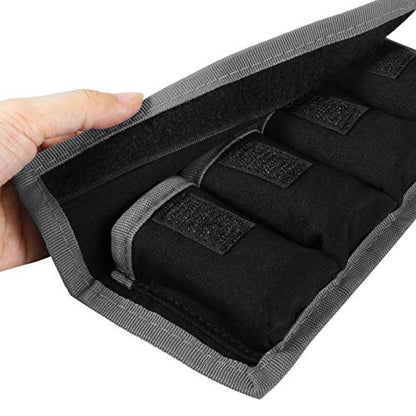 Meking 2 Pcs DSLR Battery Case Holder Storage Bag (4 Pocket) for AA/AAA Battery and LP-E6 LP-E8 LP-E10 LP-E12, EN-EL14 EN-EL15, NP-FW50 NP-F550 NP-FM500H (Gray) - color: Grey 2pcs