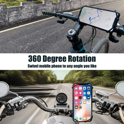 Bike Phone Mount - Universal Silicone Cellphone Holder - Adjustable Road Mountain Bicycle Handlebar Rack Clamp Accessories for iPhone 17 16 15 14 13 Pro Max Plus Air for Scooter Stroller - color: Bike Phone Mount