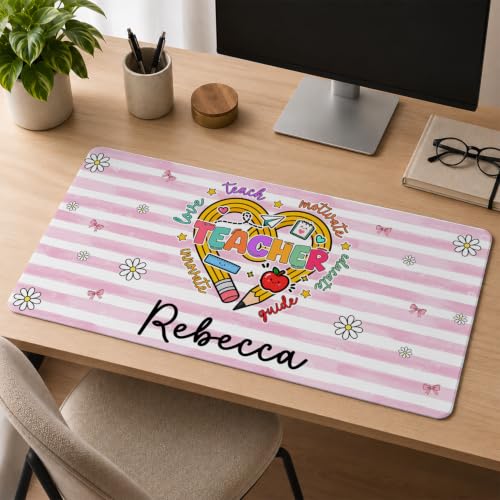 Teacher Desk Mat and Wrist Rest Set - Composition Book Large Mouse Pad with Ergonomic Keyboard Support, Cute Classroom Decor, Appreciation Gift (Style 5) - color: Style 5