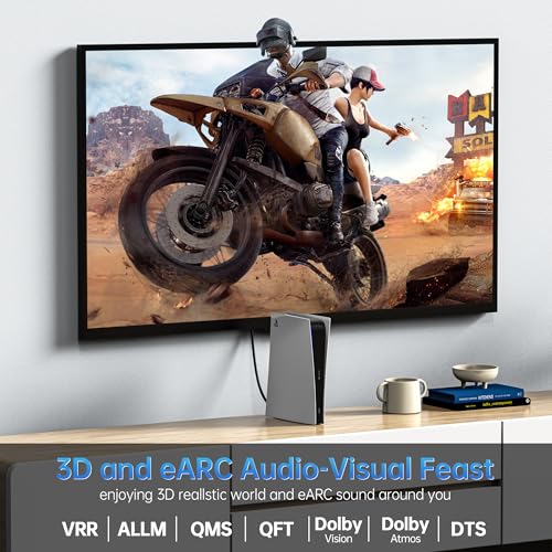 8K HDMI 2.1 Cable 15Ft, Thin Fiber Optic HDMI Cable, 48Gbps 8K@60Hz 4K@240Hz Ultra High Speed HDMI Cord, Dynamic HDR, eARC, HDCP 2.2&2.3, 3D, Compatible for PS4/5/Xbox/TV/Monitor/Laptop - size: 15 feet