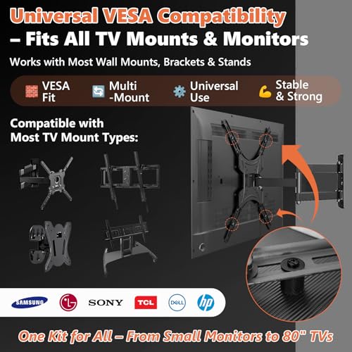 132Pcs Universal TV Mounting Hardware Screws Kit Set M4-M8 | Black Screws, Washers & Spacers, VESA Mount Replacement Screws, Fits Most TVs/Monitors up to 80",Organized Storage Case - color: Black