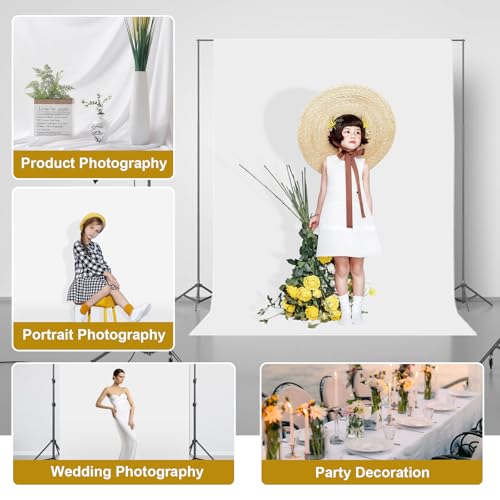 UTEBIT 3.2x5ft White Screen Backdrop Small, Non-Reflective Fabric Backdrops | Wrinkle Resistance Seamless Background Curtain, White Photography Background for Streaming, Studio Portrait Shoots - size: 3.2x5FT