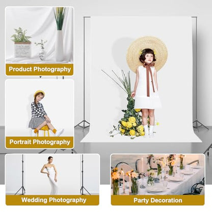 UTEBIT 3.2x5ft White Screen Backdrop Small, Non-Reflective Fabric Backdrops | Wrinkle Resistance Seamless Background Curtain, White Photography Background for Streaming, Studio Portrait Shoots - size: 3.2x5FT