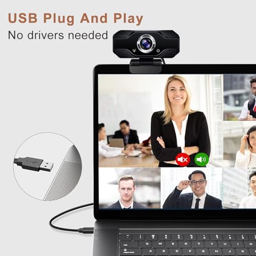 2K HD Webcam with Microphone, Noise Cancellation, Privacy Cover, Wide-Angle Lens, Auto Light Correction, Plug & Play USB Webcam for Laptop, Desktop, PC, Zoom, Skype, Stream (2K) - style: 2K