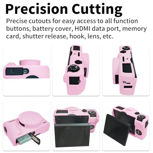 Easy Hood G7X Mark III Case, Protective Case for Canon Powershot G7X Mark III Digital Camera, Removable Lens Cover Silicone Sleeve Soft Camera Cover Rubber Protective Body Skin- Pink - color: Pink