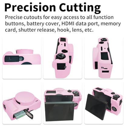 Easy Hood G7X Mark III Case, Protective Case for Canon Powershot G7X Mark III Digital Camera, Removable Lens Cover Silicone Sleeve Soft Camera Cover Rubber Protective Body Skin- Pink - color: Pink