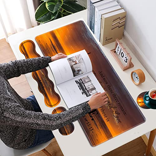 Large Gaming Mouse Pad, Keyboard Wrist Rest + Mouse Wrist Pad + Coaster Combination Set, Memory Sponge Non-Slip Base. Suitable for Office and Home, Christian Cross - color: Fok-fo1-mouse -019