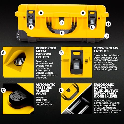 NANUK 935 Pro Photo Kit – Waterproof Travel Camera Hard Case with Padded Dividers and Wheels, 22” x 14” x 9” - Dustproof and Impact Resistant, Airline Carry-On Approved – Yellow - color: Yellow - Pro Photo Kit