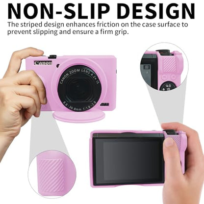 G7X Mark III Case, Protective Case for Canon Powershot G7X Mark III Digital Camera, Removable Lens Cover Silicone Sleeve Soft Camera Cover Rubber Protective Body Skin- Light Pink - color: Light Pink
