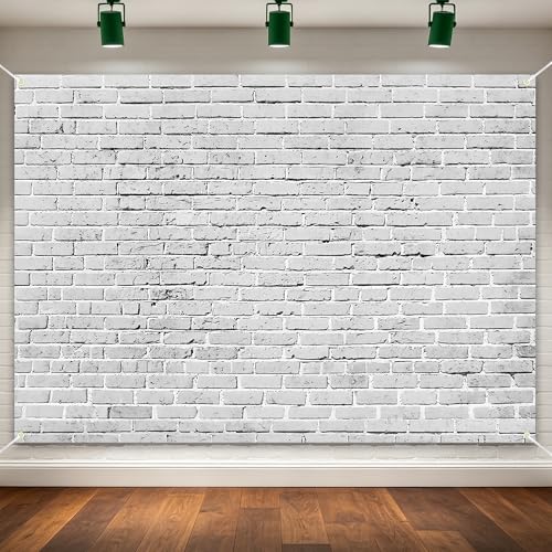 White Brick Wall Backdrop for Photography, 7x5ft Non-Reflective Fabric Photography Background, Realistic 3D Brick Wall Decor for Photoshoot Newborn Baby Shower Video Conference Studio Props - color: White Brick backdrop, size: 7x5ft