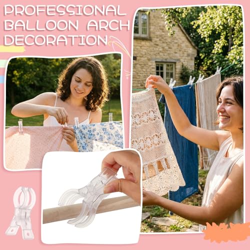 30 Pack Balloon Arch Clips, Plastic Transparent Spring Clamps 3.5 Inch Heavy Duty Clip for Backdrop Stand, Balloon Arch Kit Birthday Decoration Crafts Woodworking Photography Studios
