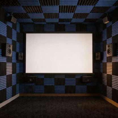 52 Pack Black blue 1" x 12" x 12" Acoustic Wedge Studio Foam Sound Absorption Wall Panels(Accompanied By Double-Sided Adhesive Tape) - color: BLACK blue
