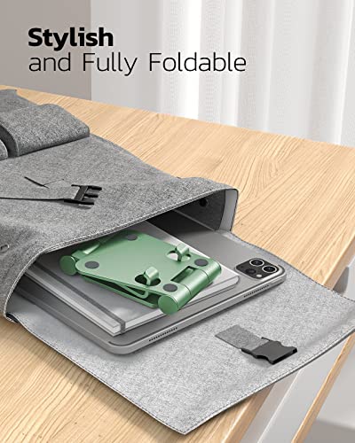 Nulaxy Dual Folding Cell Phone Stand, Fully Adjustable Foldable Desktop Phone Holder Cradle Dock Compatible with iPhone 17 16 15 14 13 12 11 Pro Max Xs Xr X 8, Nintendo Switch, All Phones- Green - color: G-Green