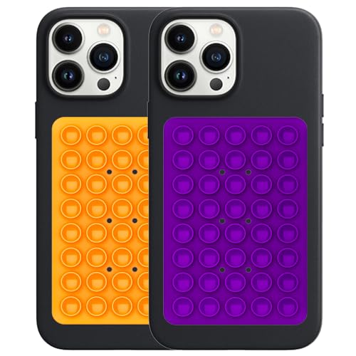 Double Sided Silicone Suction Phone Holder Mount, Silicon Accessory for iPhone and Android, Hands-Free Mirror Shower Phone Holder, TikTok Videos and Selfies (Orange+Purple) - color: Orange+Purple