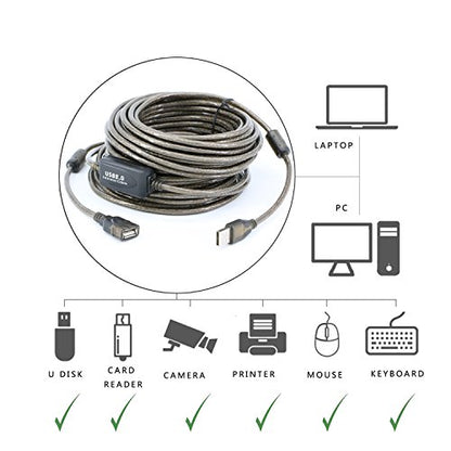 USB 2.0 A Male to A Female Extension Cable High Speed 480 Mbps (50 Feet(15m)) - size: 50 Feet(15m)