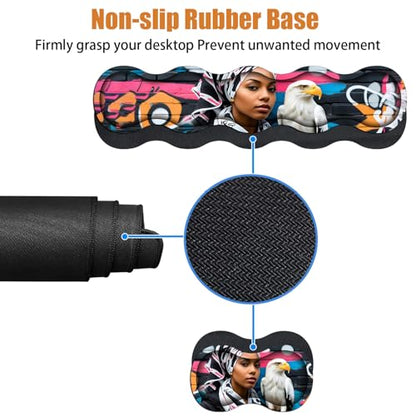 4 in 1 Ergonomic Keyboard Wrist Rest & Mouse Pad Wrist Rest Set, Large XXL Gaming Desk Mat 31.5"x 11.8" with Non-Slip Base, Memory Foam for Home Office Study Gaming, American Black Girl Bald Eagle - color: American Black Girl Bald Eagle