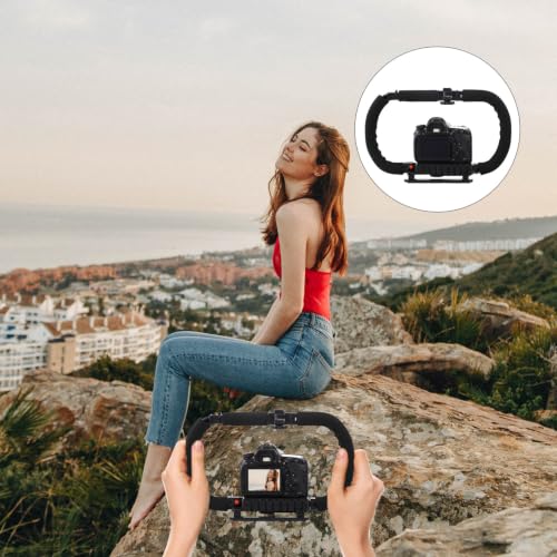 Balacoo Handheld DSLR Camera Stabilizer Grip for Video Rig and Phone Vlogging with Dual-Side Anti-Shake Support, Compatible with Smartphones and Sports Cameras, Portable Filmmaking