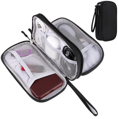JIAKAI Travel Cable Organizer - Electronics Accessories Bag-Black - color: Double Layer - Black