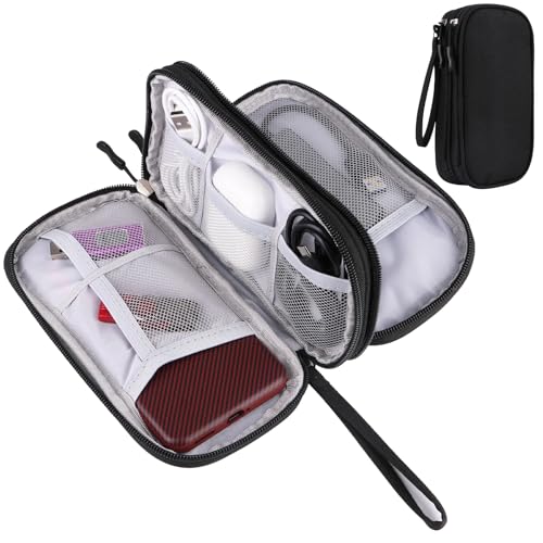 JIAKAI Travel Cable Organizer - Electronics Accessories Bag-Black - color: Double Layer - Black
