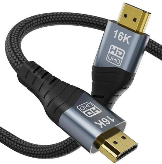 8K 10K 16K HDMI 2.2 5M 16.5FT Cable High Speed 96Gbps 12Bit 16K@60Hz 8K@240Hz 4K@480Hz Braided Gold Plated UHD HDR Support HDCP 3D Video Connection Compatible with PS5 Monitor TV - size: 5m 16.5ft
