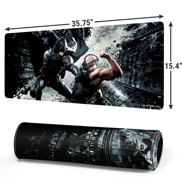 Skinit Extra Large Gaming Mouse Pad - Officially Licensed Batman and Bane Fighting Design with Stitched Edges, Waterproof, Non-Slip Rubber Base, Desk Mat for Keyboard & Mouse, 35.75" x 15.4" inches - color: Black - DRKNTR01, size: 35.75" x 15.4"