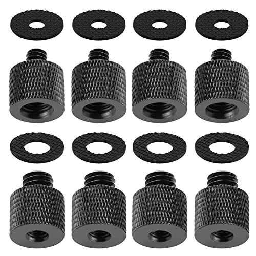 Camera Screw Adapter 8 Pieces Thread 1/4" Male to 3/8" Female and 3/8" Male to 1/4" Female Adapter with Rubber Pad for Camera Monitor, Tripod, Mount