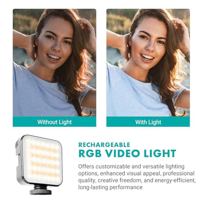 Movo iVlogger-PRO Wireless Vlogging Kit for iPhone/Android with Fullsize Tripod - YouTube Starter Kit with Wireless Microphone, Tripod, LED Light for Content Creators