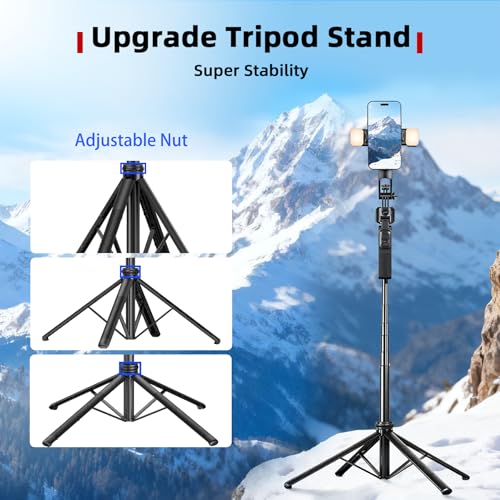 Auto Face Tracking Selfie Stick Tripod for iPhone with Light 360° Rotation That Follows Your Movement 63" Camera Tripod Stand with Remote for Content Creator Vlog Live Stream Video Recording - style: B-Auto Face Tracking Tripod with 2 Square Light