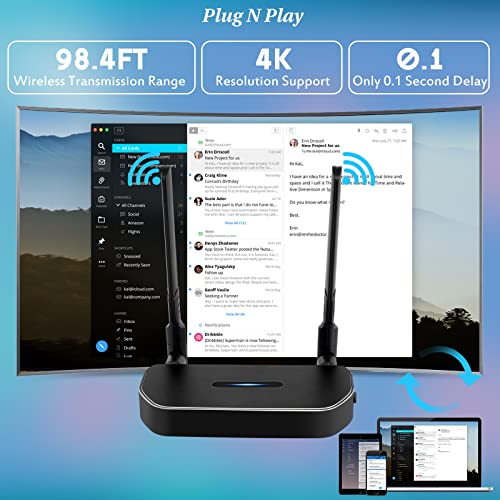 Wireless Hdmi Transmitter and Receiver 4k. One Receiver and Four Transmitter,Switch at Will,165FT/50M VGA Dual Screen Casting Video Audio from PC/Laptop/Netfix/TikTok to Monitor,Projector Equipment - size: 4TX+RX