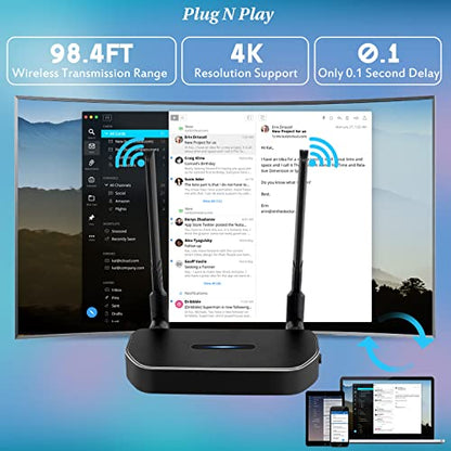 Wireless Hdmi Transmitter and Receiver 4k. One Receiver and Four Transmitter,Switch at Will,165FT/50M VGA Dual Screen Casting Video Audio from PC/Laptop/Netfix/TikTok to Monitor,Projector Equipment - size: 4TX+RX