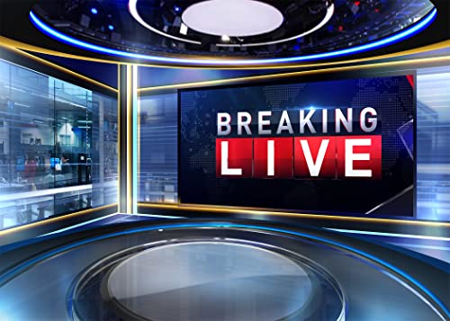 Fabric 5x3ft News Backdrop Photography TV Show Breaking News Monitor Equipment Microphone Reporter Interview Stage Center Camera Media Video Recording Photocall Background Poster Supplies - size: 5x3FT