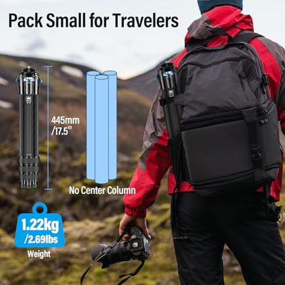 SIRUI AM-284 Carbon Fiber Tripod for Travel, Professional Camera Tripod with 4-Section Legs, Twist Leg Locks, Detachable Metal Spikes, Loads up 33LB, Max Height 47.2“ - size: AM-284, style: AM-284 Heavy Duty Tripod Legs Only