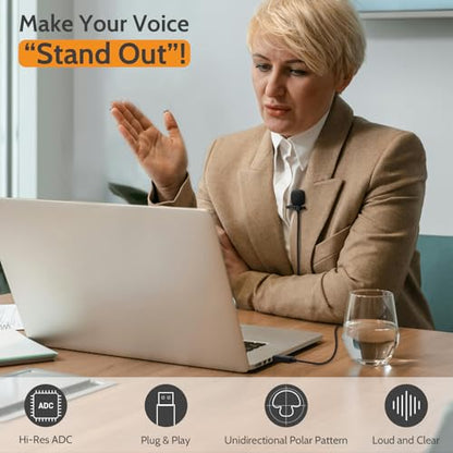 Cubilux Mini USB Microphone, Unidirectional USB A Lavalier MIC for PC Computer Laptop, External Small Clip-On Lapel Collar MIC for Zoom Meeting Skype Dictation Singing Recording, 4 Feet