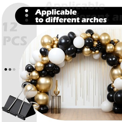 Sieral 12 Pack Balloon Arch Clips 2 Inch Backdrop Clamps Large Binder Clips Black Heavy Duty Clamps for Balloon Arch Birthday Decor Crafts Backdrop Photography Studios Woodworking Home Office