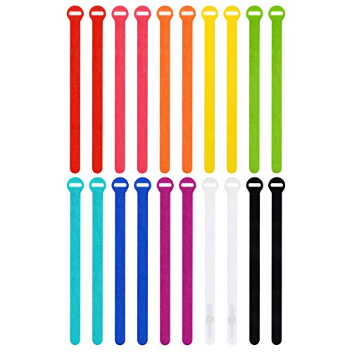 Self-Gripping Cable Ties by Wrap-It Storage, Multi-Color, 12 Inch Straps (20-pack) – Reusable Hook and Loop Cord Organizer Cable Ties for Cord Management and Desk or Office Organization - color: Assorted Colors, size: 12" (20-Pack)