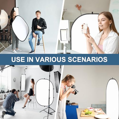 3x5ft/100x150cm Backdrop for Photography, Double Sided White Screen and Black Screen, 2 in 1 Collapsible and Reversible Background for Photography, YouTube Videos,and Live Streaming - color: Black White