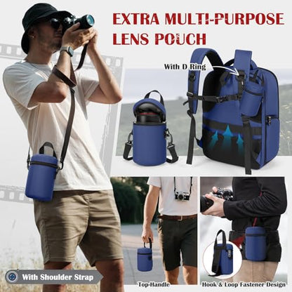 SDYSM Camera Backpack, Large Camera Bag for Photographers Professional DSLR/SLR Mirrorless Camera Case Compatible for Sony Canon Nikon, Blue - color: Blue