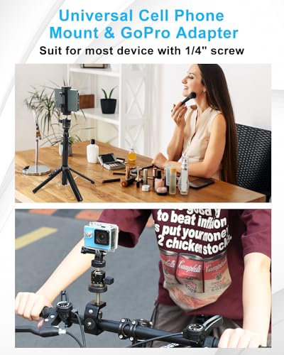 UTEBIT Panoramic Tripod Head with 1/4" Camera Hot Shoe Mount, Black | Mini Ball Head DSLR Camera Mount Adapter Photograph Attachment Accessories for Action Cameras Cam Smartphone Light Microphone - style: 20mm Scale BallHead
