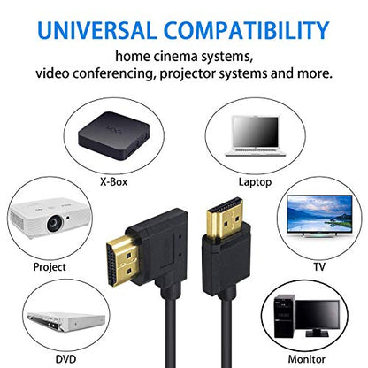 Duttek 4K Coiled Short HDMI Cable 1FT-4FT, Left Angled 90 Degree HDMI Male to Male Cable Extreme Thin/Samll for 3D and 4K Ultra HD TV Stick - size: Left Angled Male to Male 4FT/1.2M