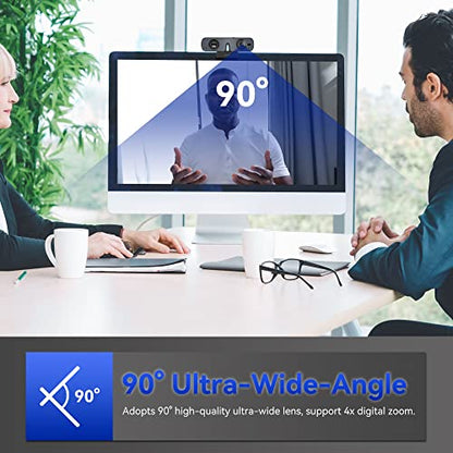RC08 2K Webcam with Speaker, Webcam for PC, HD Web Cam with Noise Reduction Mic/Harman Speaker/4X Eptz/Privacy Cover/0.2S Auto-Focus/Low Illumination, Computer Camera for Zoom/Teams/Meeting - style: RC08 Webcam with Speaker