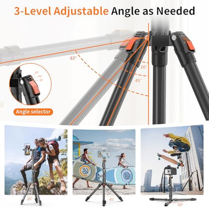 XXZU 75" Camera Tripod,Tripod For Camera Phone with Remote & 360° Ball Head,Aluminum Phone Tripod/Monopod,Camera Stand Tripod for iPhone/Canon/Nikon/DSLR/Digital Camera Accessory Kits,Max Load 17.64lb - size: 75in