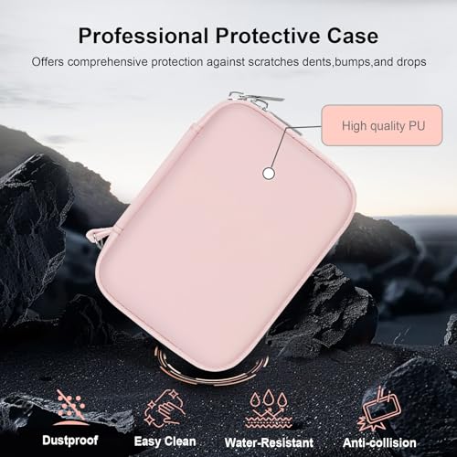 RAIALL Carrying Case for Canon PowerShot ELPH 360 HS A/IXY 650/ Canon IXUS 285 HS/Sony DSCW830/ CAMKORY/VAHOIALD Digital Camera, Vlogging Camera Travel Bag, Mesh Pocket for Batteries, Pink - color: Pink
