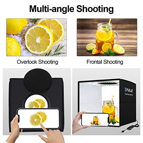 PULUZ 10x10 Photo Light Box, Product Photography Studio CRI95+ 104PCS LED | 10 inch Folding Portable Mini lightbox, Adjustable Brightness, 12 Backgrounds for Watches, Jewelry, Crafts and Small Items - size: 10 Inch