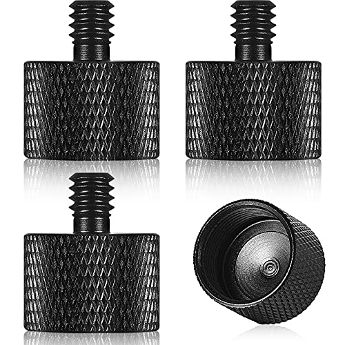 Frienda 4 Pieces Mic Stand Adapter 5/8 Female to 1/4 Male for Camera Mount Tripod Thread Conversion Connector Screw Adapter for Microphone Stand Mount(Black) - color: Black