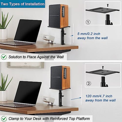 Vondynote Set of 2 Studio Monitor Stands Desktop Clamp Speaker Stands Against The Wall