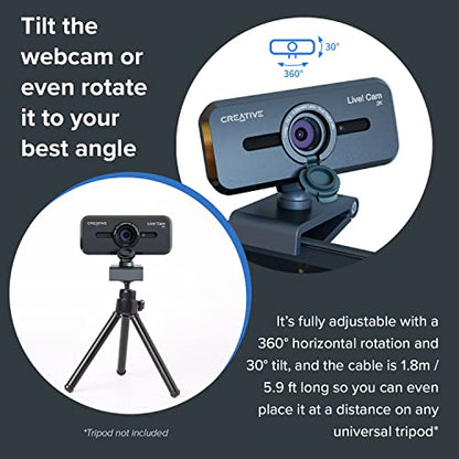 Creative Live! Cam Sync V3 2K QHD USB Webcam with 4X Digital Zoom (4 Zoom Modes from Wide Angle to Narrow Portrait View), Privacy Lens, 2 Mics, for PC and Mac… - style: 2K QHD with SmartComms Kit