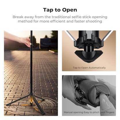 K&F CONCEPT 71“ Face Tracking Tripod, Auto Face Tracking Selfie Stick, Auto Face Tracking Tripod 360 Totation with Stand, Gesture Control, Remote Control, Compatible with iPhone Android Pocket 4/3 - style: Without Fill Light